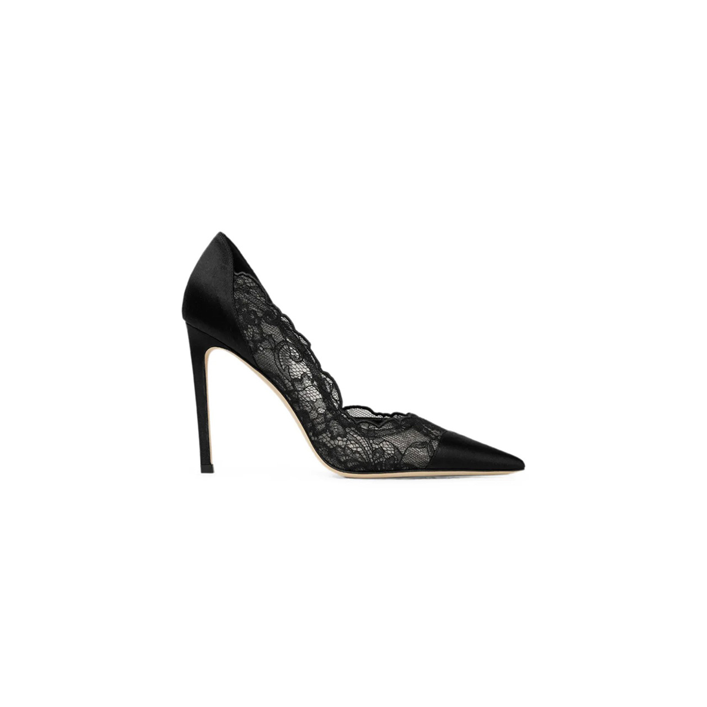 JIMMY CHOO WOMEN'S BRIGITTE 100 LACE & SATIN PUMPS